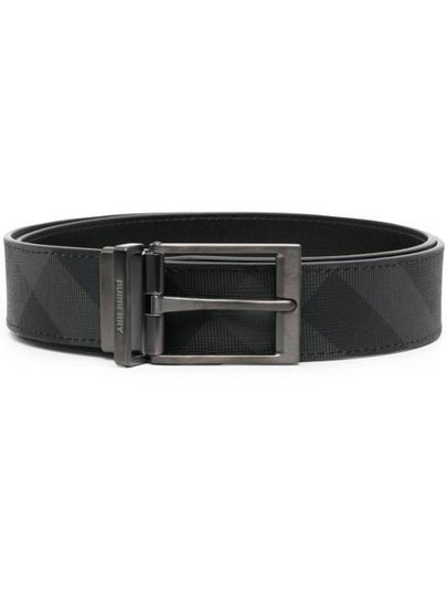 Plaid Motif Leather Belt Grey - BURBERRY - BALAAN 2