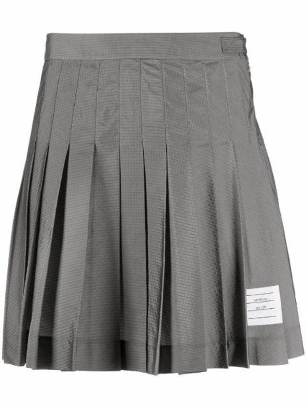 Ripstop Mini Pleated Skirt Medium Gray - THOM BROWNE - BALAAN.