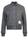 Striped Wool Fleece Bomber Jacket Gray - THOM BROWNE - BALAAN 2