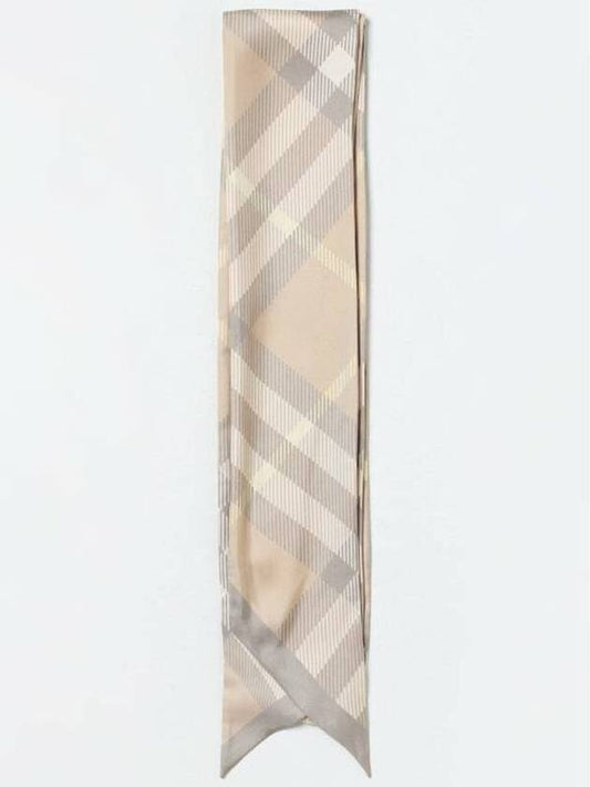 Skinny Check Silk Scarf Flax - BURBERRY - BALAAN 2