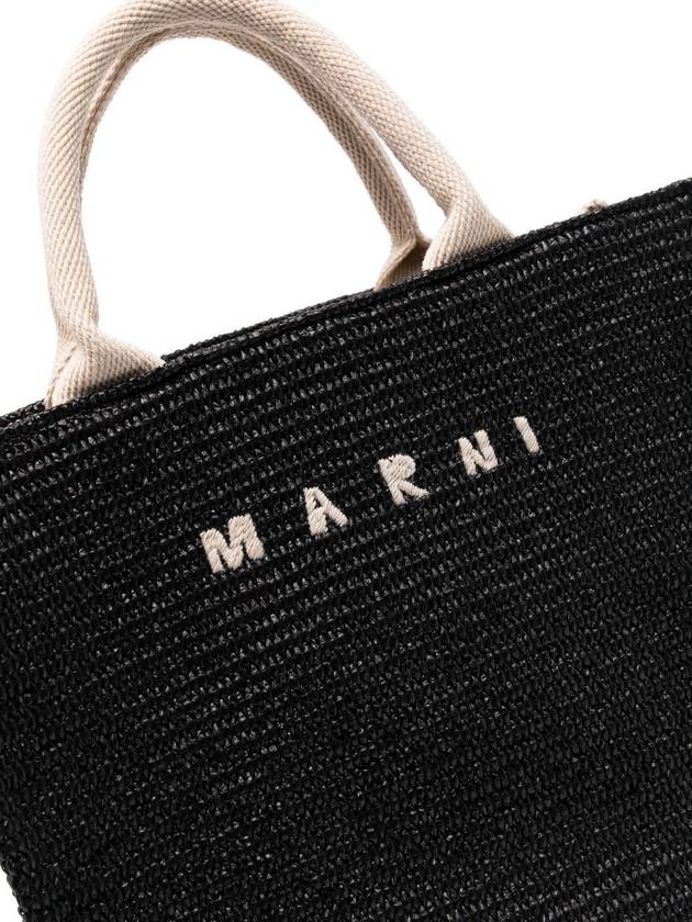 Small Raffia East West Tote Bag Black - MARNI - BALAAN 5