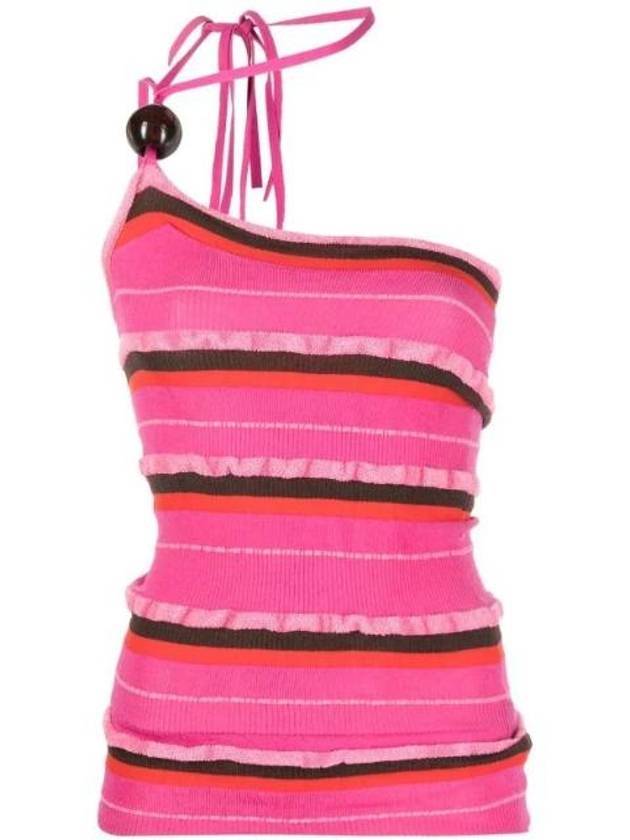 Striped One Shoulder Knit Top Dark Pink - JACQUEMUS - BALAAN 1