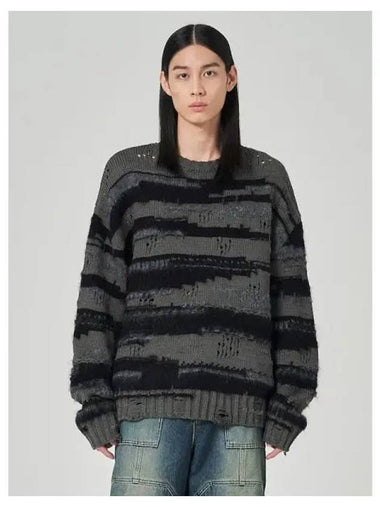 Mohair striped knit pullover khaki domestic product GM0023112442933 - JUUN.J - BALAAN 1