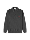 chain stitch heart logo merino wool PK shirt gray - AMI - BALAAN.