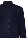 Linen Pocket Long Sleeve Shirt Navy - CP COMPANY - BALAAN 6