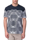 Zigzag intarsia short sleeve t shirt navy - NEIL BARRETT - BALAAN 1