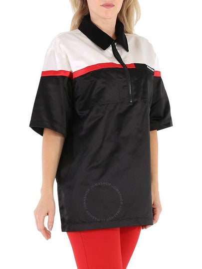 Burberry Ladies Colorblock Silk Satin Oversized Short Sleeve Bowling Shirt, Brand Size 6 (US Size 4) - BURBERRY - BALAAN 2