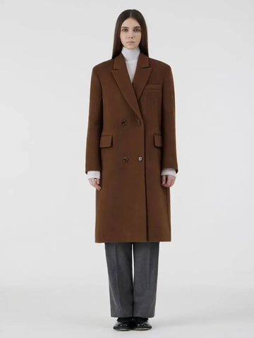 Women's Menish Overfit Box Wool Coat Brown - VOYONN - BALAAN 1