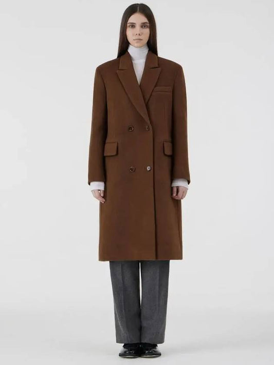 Women's Menish Overfit Box Wool Coat Brown - VOYONN - BALAAN 1