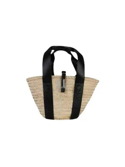 Sense Medium Raffia Basket Tote Bag Beige Black - CHLOE - BALAAN 2