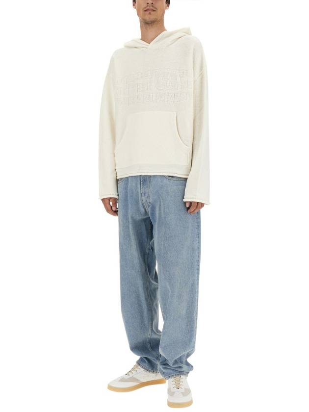 Number Zoom Logo Knit Virgin Wool Hoodie White - MAISON MARGIELA - BALAAN 3