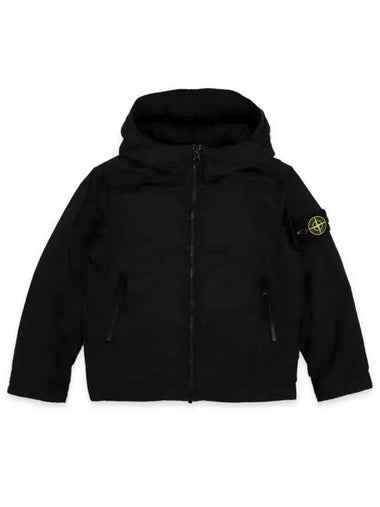 Stone Kids Logo Patch Hooded Jacket Black 801640233 V0029 270867 1055515 - STONE ISLAND - BALAAN 1