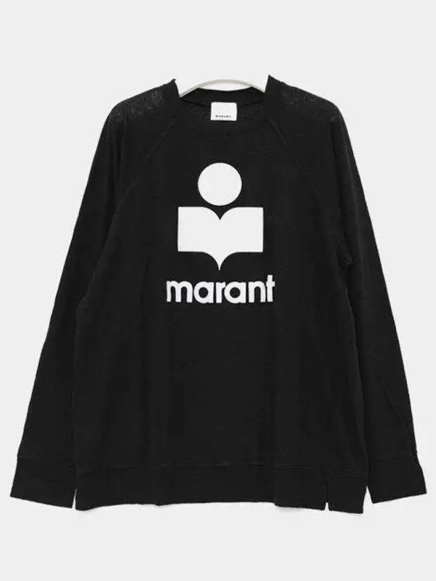 Kieffer Logo Print Linen Long Sleeve T-Shirt Black - ISABEL MARANT - BALAAN 2