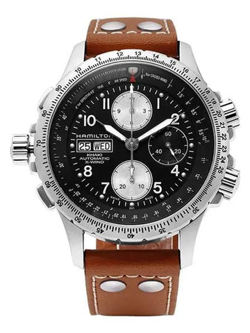 H77616533 Khaki Aviation Xwind Chrono Automatic Men's Leather Watch 44mm - HAMILTON - BALAAN 1