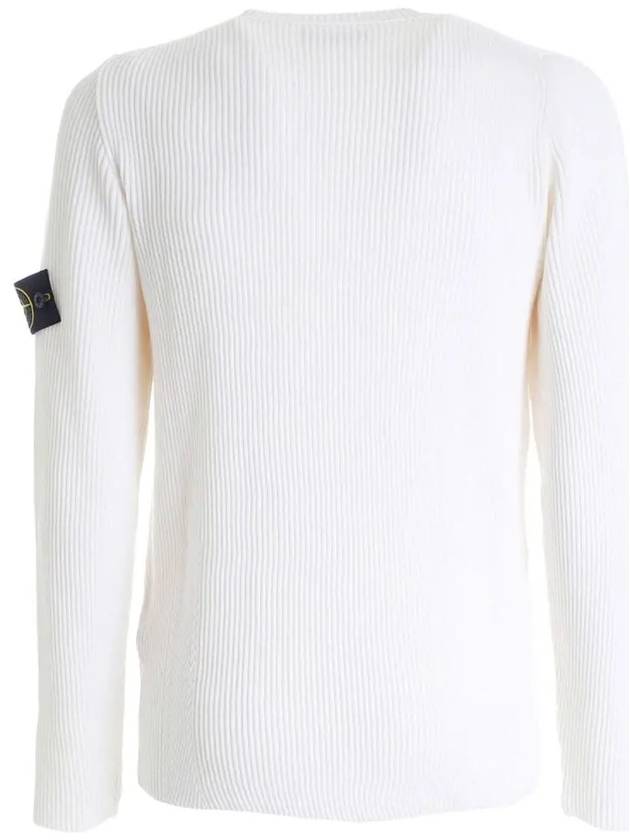 Men's Wappen Patch Cotton Knit Top White - STONE ISLAND - BALAAN 4