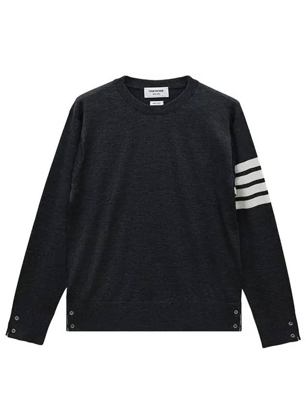 4 Bar Armband Classic Merino Wool Knit Top Dark Grey - THOM BROWNE - BALAAN 2