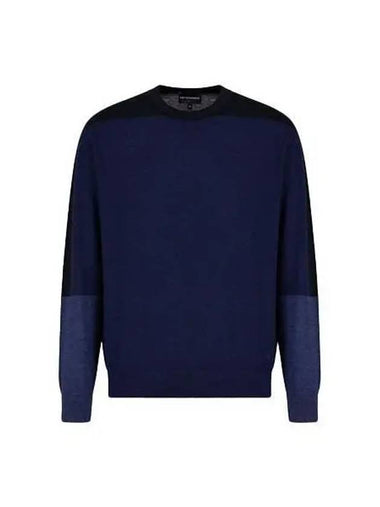 Emporio Armani Color Block Crew Neck Sweater Blue 6R1MXL 1MNLZ - EMPORIO ARMANI - BALAAN 1