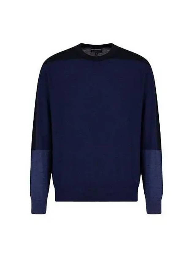 Knit Emprio Armani Color Block Crew Neck Sweater Blue - EMPORIO ARMANI - BALAAN 1