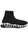 Men's Speedrunner Red Logo High Top Sneakers Black - BALENCIAGA - BALAAN 2