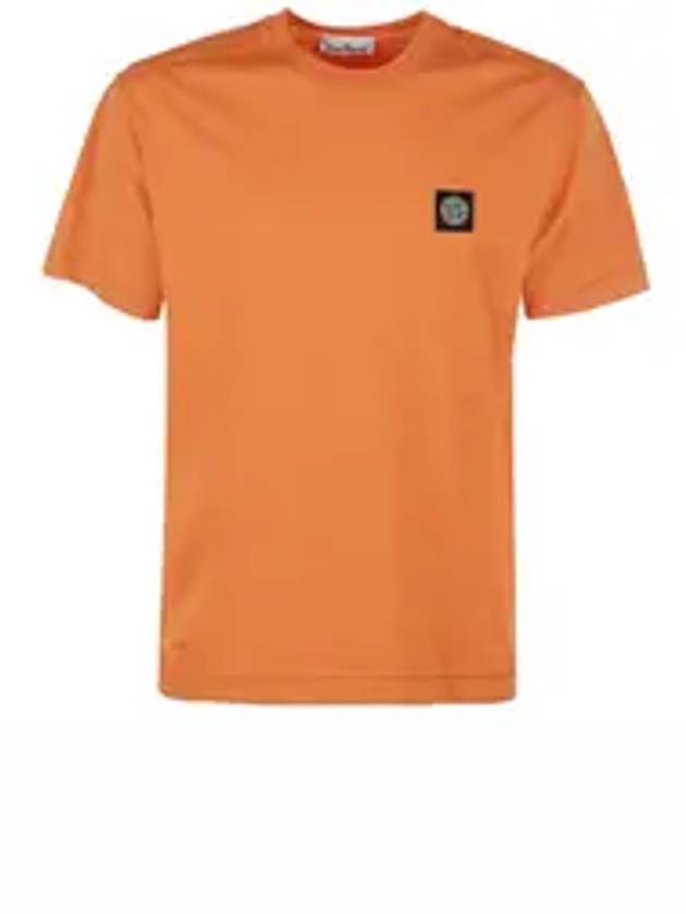 Logo Patch Cotton Short Sleeve T-Shirt Orange - STONE ISLAND - BALAAN 2