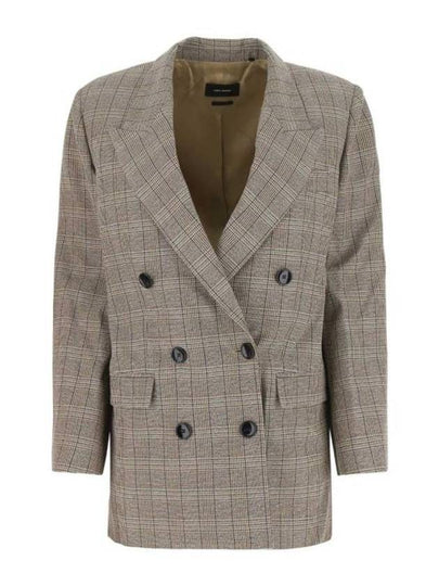 Nevim Check Double Breasted Blazer Jacket Beige - ISABEL MARANT - BALAAN 2