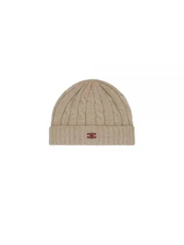 Triomphe Cable Knit Cashmere Beanie Light Taupe - CELINE - BALAAN 2