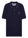 Logo Embroidered Short Sleeve Polo Shirt Navy - BRUNELLO CUCINELLI - BALAAN 11