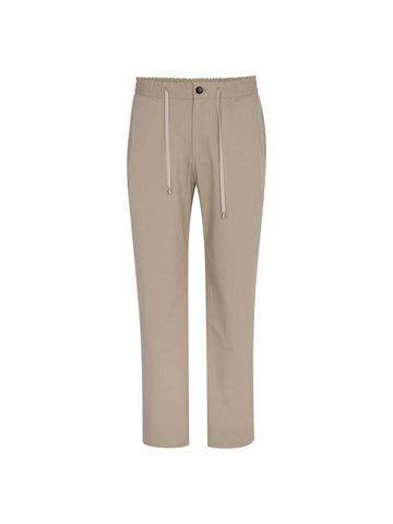 Men's Tapered One-Tuck Banding Slacks Beige - SOLEW - BALAAN 1