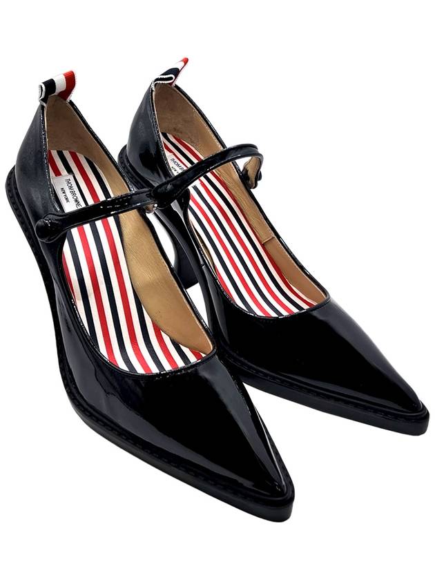 Cross Strap Mary Jane Patent Pumps Heel Black - THOM BROWNE - BALAAN 3