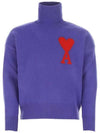 Big Heart Intarsia Turtleneck Purple - AMI - BALAAN 2