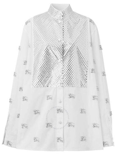 Burberry Ekd Crystal-Embellished Shirt In White, Brand Size 2 (US Size 0) - BURBERRY - BALAAN 1