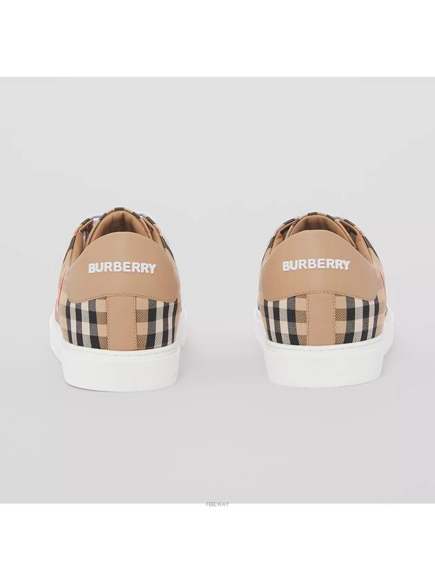 Vintage Check and Leather Sneakers Archive Beige - BURBERRY - BALAAN 5