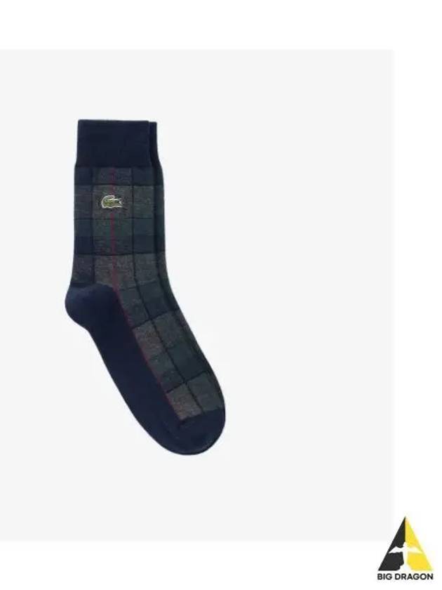 Men s Checked Medium Neck Socks Navy - LACOSTE - BALAAN 1