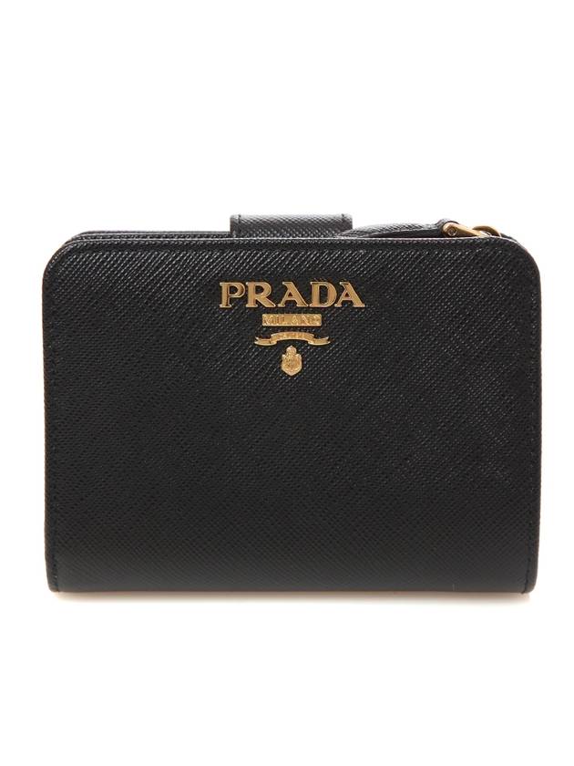 Small Saffiano Half Wallet Black - PRADA - BALAAN 1