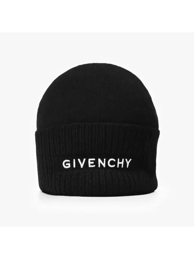 Logo Wool Beanie Black - GIVENCHY - BALAAN 3