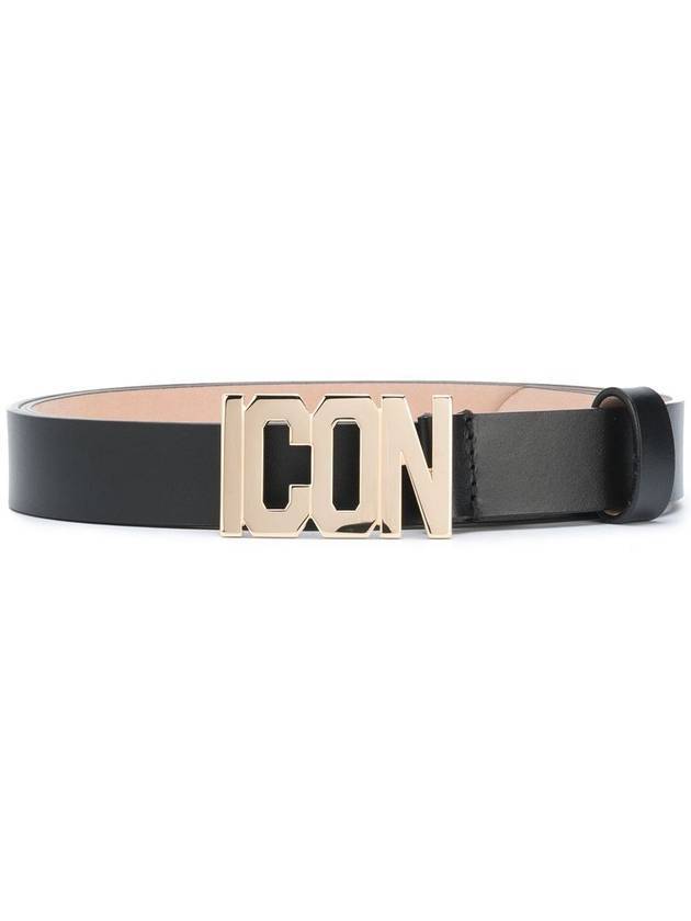 icon plaque gold leather belt black - DSQUARED2 - BALAAN 1