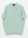 Embroidered Logo Knit Polo Shirt Green - A.P.C. - BALAAN 3