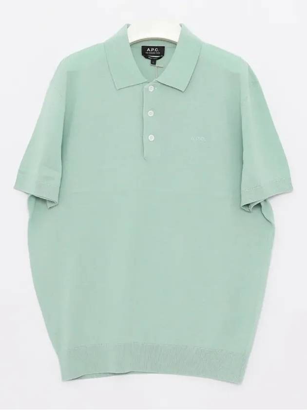 Embroidered Logo Knit Polo Shirt Green - A.P.C. - BALAAN 3