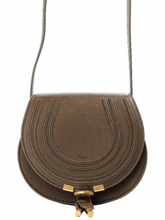 Marcie Saddle Small Grained Leather Cross Bag Khaki - CHLOE - BALAAN 2