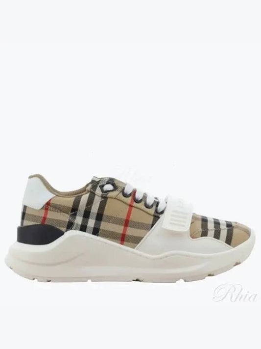 Vintage Check And Leather Sneakers White Archive Beige - BURBERRY - BALAAN 2