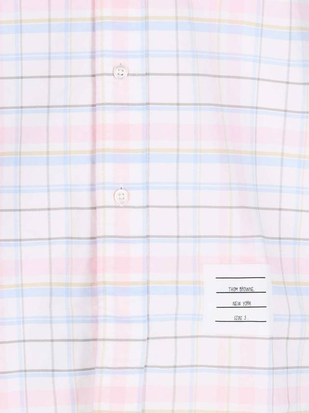 Men's Plaid Three Stripes Armband Oxford Long Sleeve Shirt Light Pink - THOM BROWNE - BALAAN 5