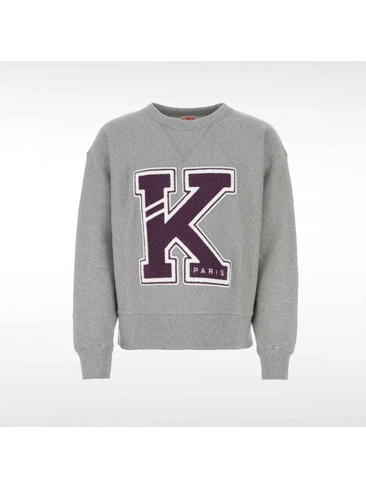 Men's Varsity Cotton Knit Top Gray - KENZO - BALAAN.