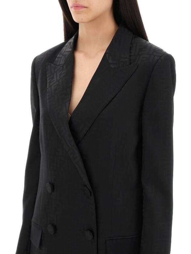 Logo Double Button Blazer Jacket Black - FENDI - BALAAN 5