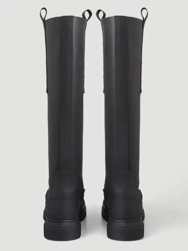 Knee High Rubber Long Boots Black - GANNI - BALAAN 5