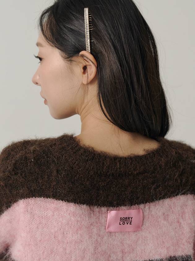 Influencer Seyoung wh Wool Stripe Overfit Knit Pink - SORRY TOO MUCH LOVE - BALAAN 5