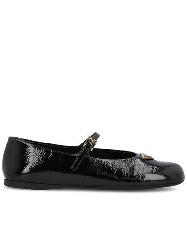 Naplak Patent Mary Jane Leather Flat Black - PRADA - BALAAN 1