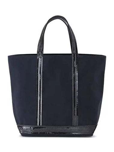 Canvas M Cabas Tote Bag Navy - VANESSA BRUNO - BALAAN 1