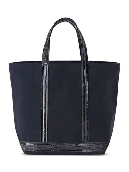 Canvas M Cabas Tote Bag Navy - VANESSA BRUNO - BALAAN 1