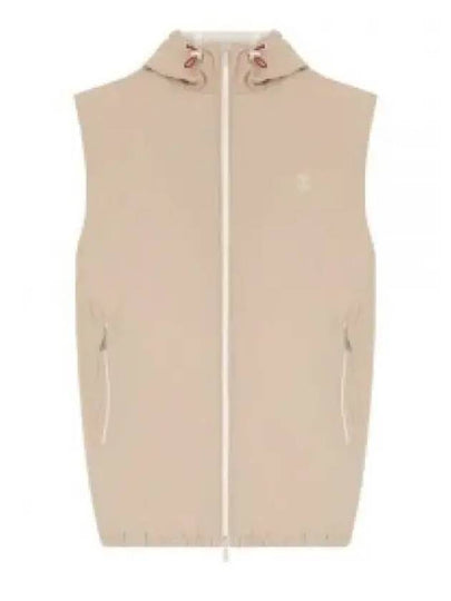 Drawstring Hooded Zipper Vest Beige - BRUNELLO CUCINELLI - BALAAN 2