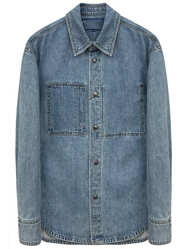 Men's Swaying Flower Denim Long Sleeve Shirt Blue - WOOYOUNGMI - BALAAN 3